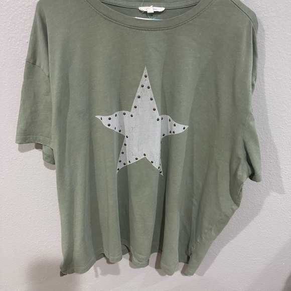 Olive Star Studded Women's Top - Picture 2 of 2